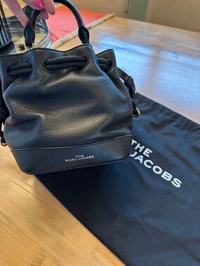 Marc Jacobs Black Pebbled Leather Mini Drawstring Bucket Bag